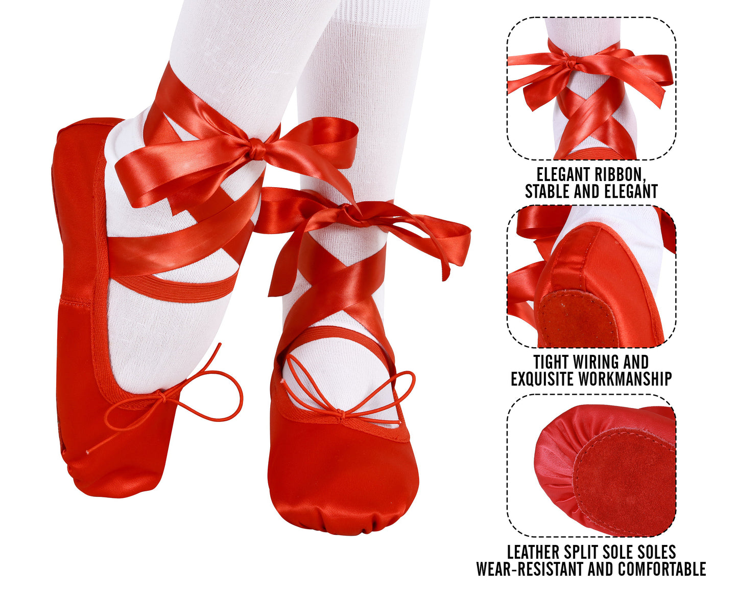 Red Satin Ballet Dance Shoes